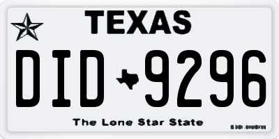 TX license plate DID9296
