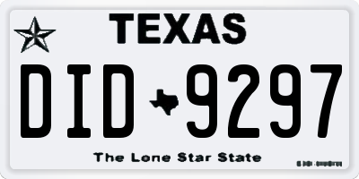 TX license plate DID9297
