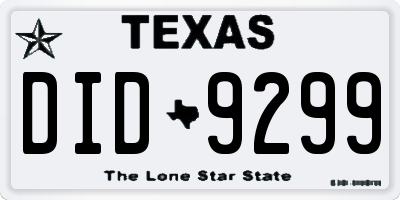 TX license plate DID9299