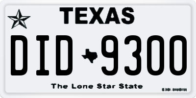 TX license plate DID9300