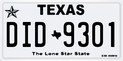 TX license plate DID9301