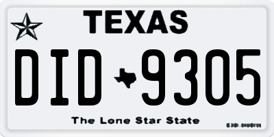 TX license plate DID9305