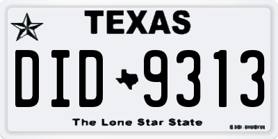 TX license plate DID9313