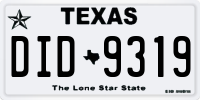 TX license plate DID9319