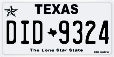 TX license plate DID9324