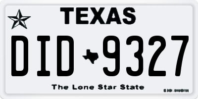 TX license plate DID9327