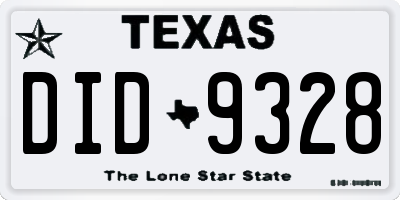 TX license plate DID9328