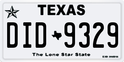 TX license plate DID9329