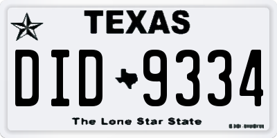 TX license plate DID9334