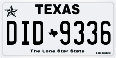 TX license plate DID9336
