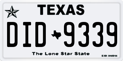 TX license plate DID9339