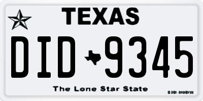 TX license plate DID9345