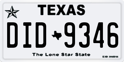 TX license plate DID9346