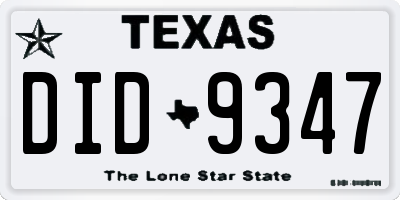 TX license plate DID9347