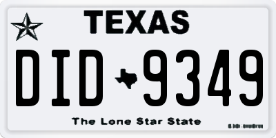 TX license plate DID9349