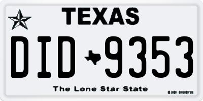 TX license plate DID9353