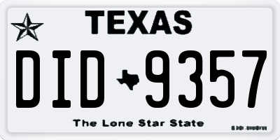 TX license plate DID9357