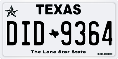 TX license plate DID9364