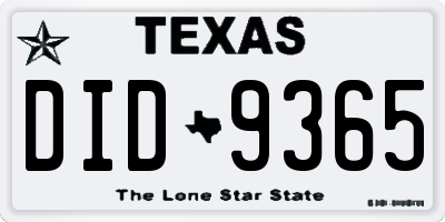 TX license plate DID9365