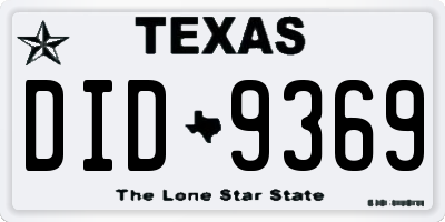 TX license plate DID9369