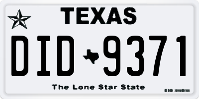 TX license plate DID9371
