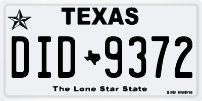 TX license plate DID9372