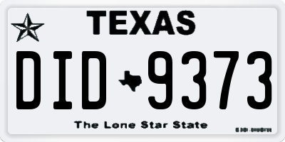 TX license plate DID9373
