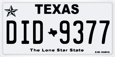 TX license plate DID9377
