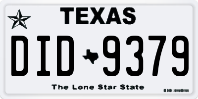 TX license plate DID9379