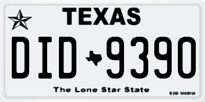 TX license plate DID9390