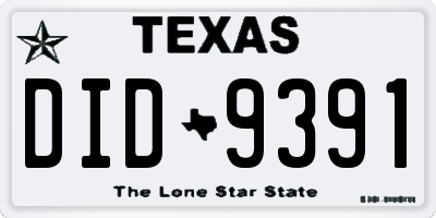 TX license plate DID9391
