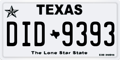 TX license plate DID9393