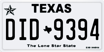 TX license plate DID9394
