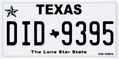 TX license plate DID9395