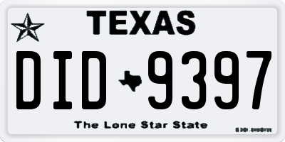 TX license plate DID9397
