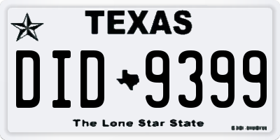 TX license plate DID9399