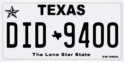 TX license plate DID9400
