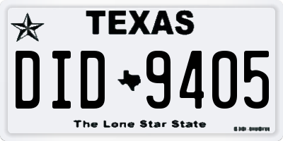 TX license plate DID9405