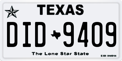 TX license plate DID9409