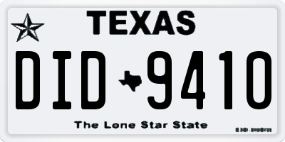 TX license plate DID9410