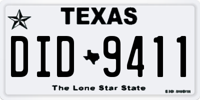 TX license plate DID9411