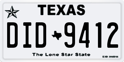 TX license plate DID9412