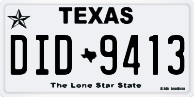 TX license plate DID9413