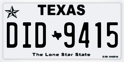 TX license plate DID9415