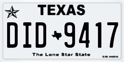 TX license plate DID9417