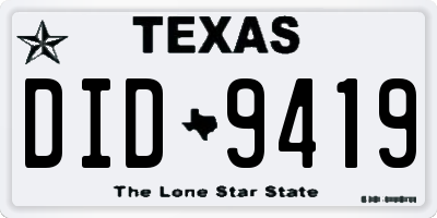 TX license plate DID9419