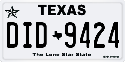 TX license plate DID9424