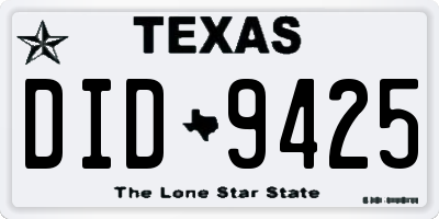 TX license plate DID9425