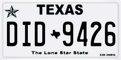 TX license plate DID9426