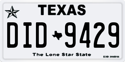 TX license plate DID9429